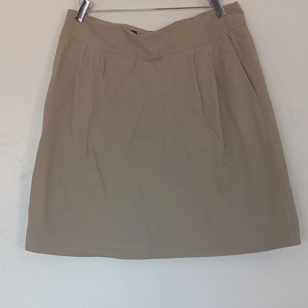 Lands' End 100% Cotton A-Line Skirt Pockets Lined